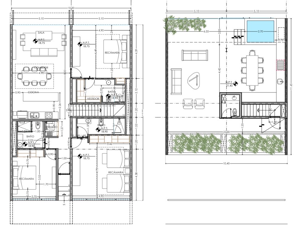 3 Rec PH Awa Playacar Residence – plano 1